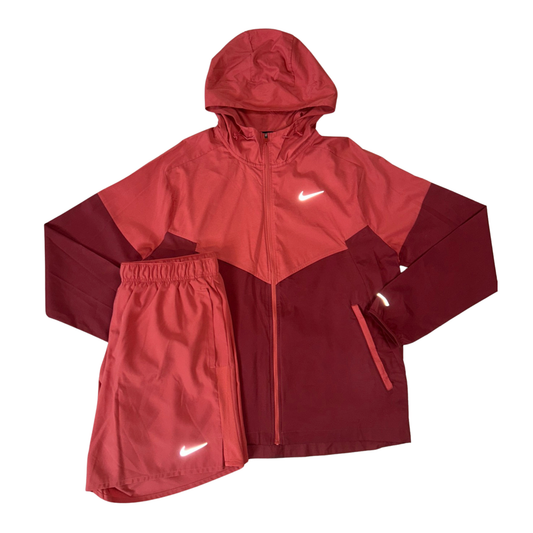 Nike Adobe Red Windbreaker Jacket / Nike Adobe Red Challenger Shorts Set