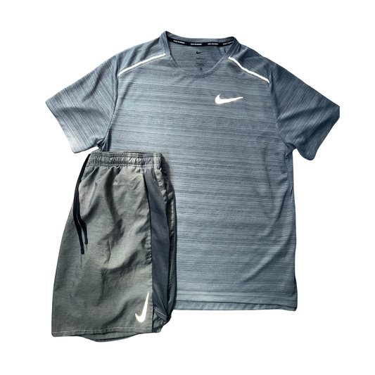 Nike Grey Miler T-shirt / Nike Grey Challenger Shorts Set